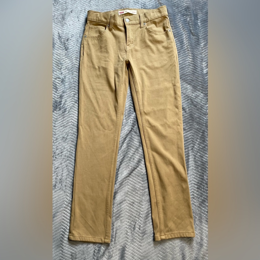 Boys Levi’s 512 Slim Taper Stretch Khaki Jeans 14 Reg Adj Waist
